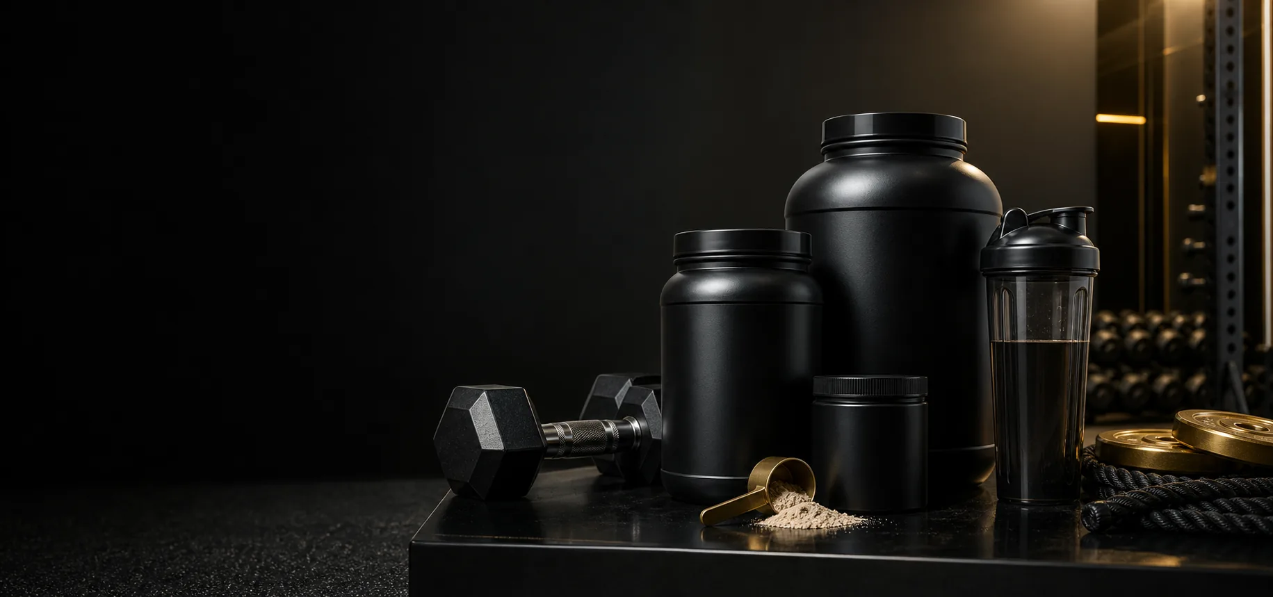 BroTein supplement products and gym training scene
