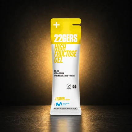 226ERS High Fructose Gel Lemon 80g on BroTein dark gold background