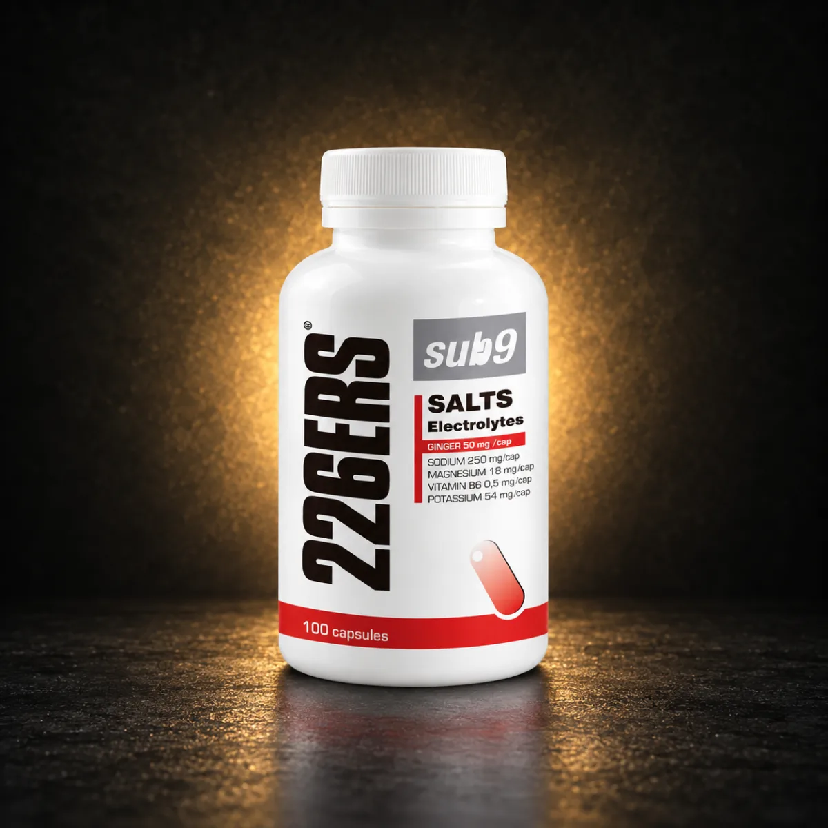 226ERS SUB9 Salts Electrolytes 100 Capsules 226ERS SUB9 Salts Electrolytes 100 Capsules on BroTein dark gold background