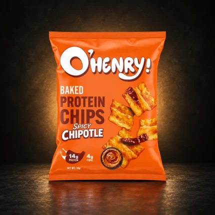 O’Henry baked protein chips spicy chipotle product package