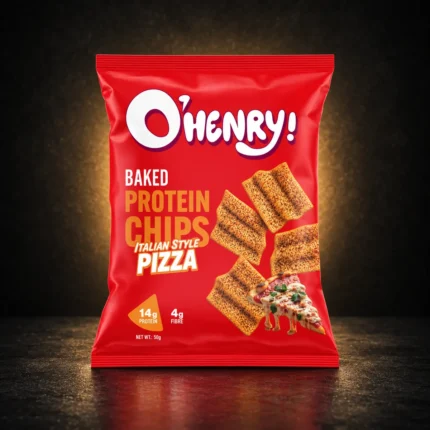 O’Henry baked protein chips Italian style pizza product package