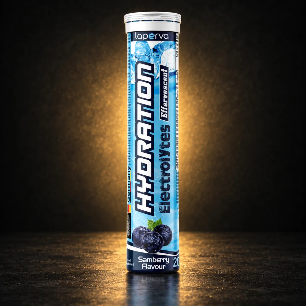 Laperva Hydration Electrolytes Samberry 20 Effervescent Tablets Laperva Hydration Electrolytes Samberry flavour, 20 effervescent tablets, front of tube
