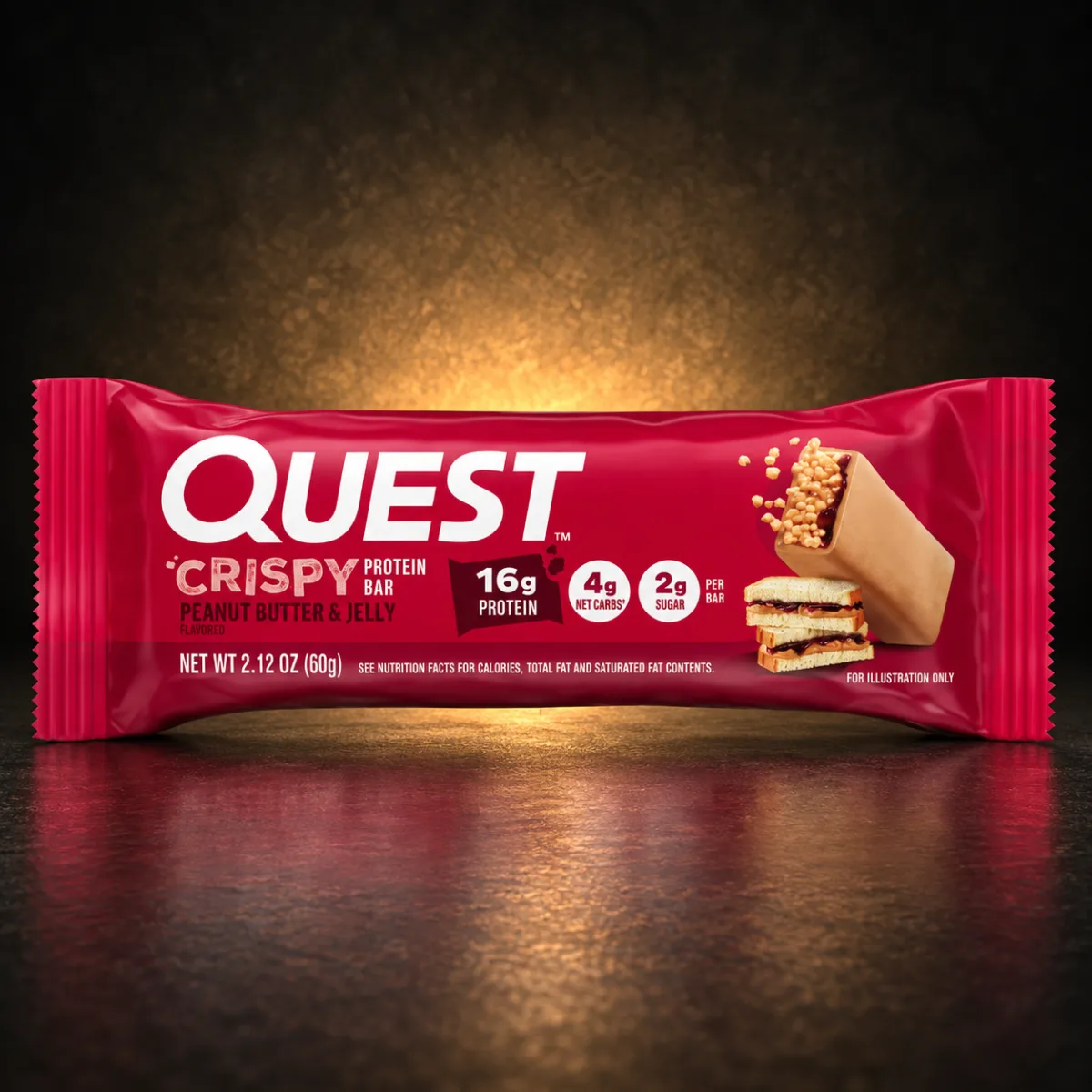 Quest Crispy Peanut Butter & Jelly Protein Bar 60g Quest Crispy Peanut Butter & Jelly Protein Bar 60g product package