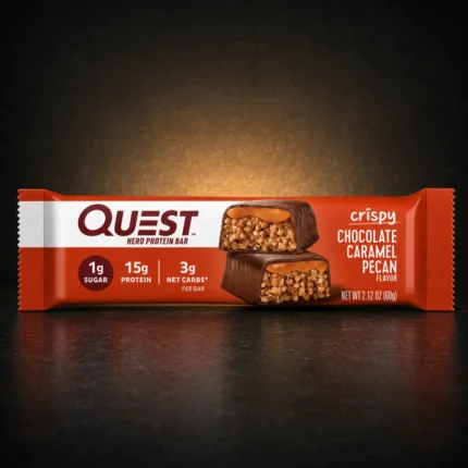 Quest Hero Crispy Chocolate Caramel Pecan 60g single protein bar package