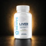Revive Liver Support 120 Vegetarian Capsules on BroTein dark gold background