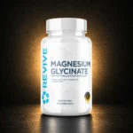 Revive Magnesium Glycinate 120 Vegetarian Capsules on BroTein dark gold background