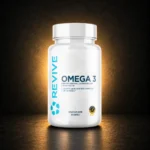 Revive Omega 3 120 Softgels on BroTein dark gold background