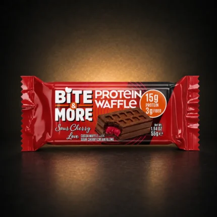 bite more protein waffle sour cherry love product package
