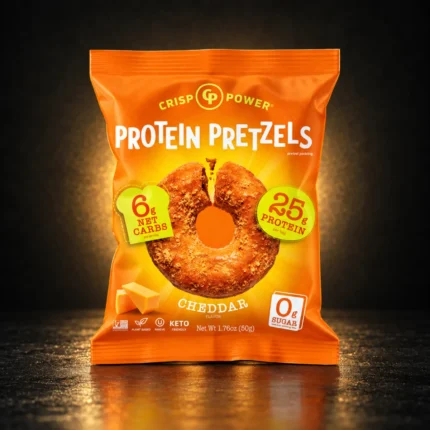 crisp power protein pretzels cheddar 50g