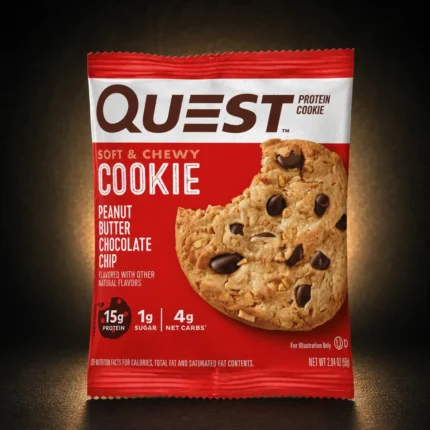 quest peanut butter chocolate chip cookies product package